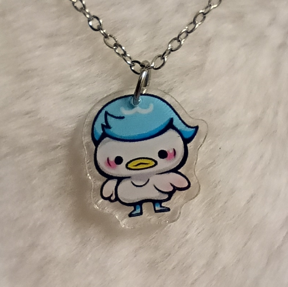 2/$10 Pokemon Stainless Steel Blue and White Quaxly Pendant Necklace